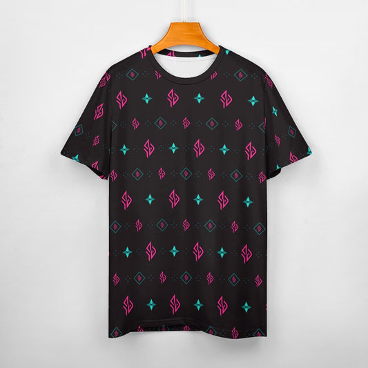 SUÐR Signature Crew Tee férfi – fekete/pink-türkiz