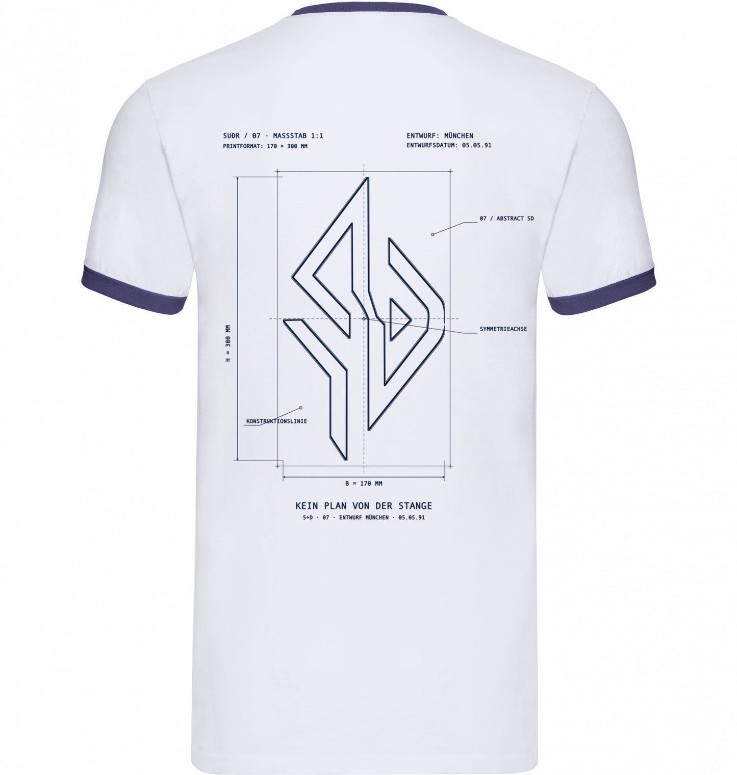 SUÐR Blaupause Ringer Tee