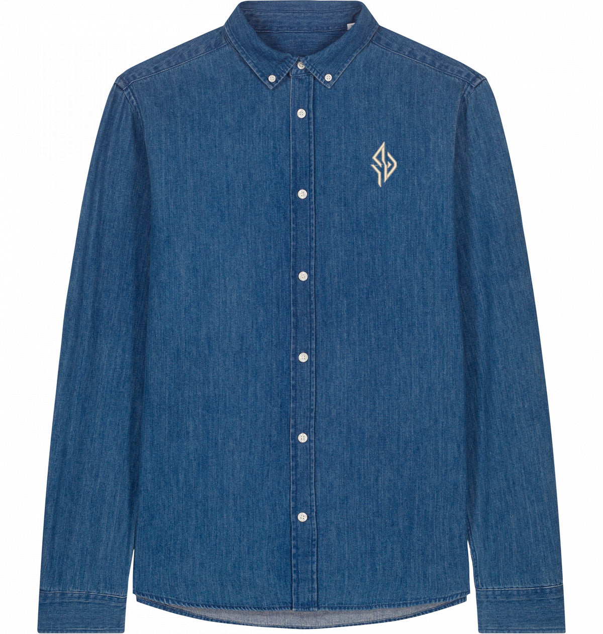 SUÐR Signature Denim Hemd in Mid Wash