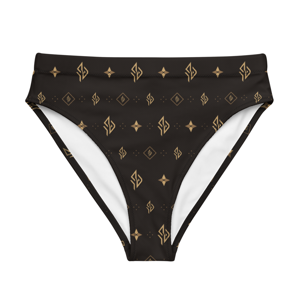 SUÐR Signature High-Waist Bikini Bottom – Braun/Gold