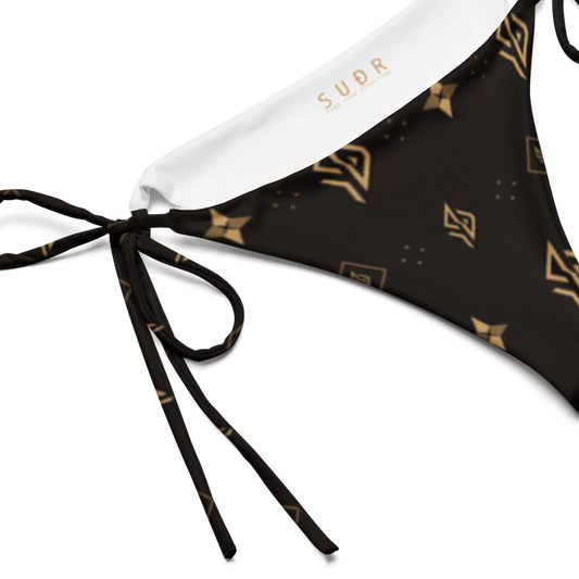 SUÐR Signature String Bikini Bottom – Braun/Gold