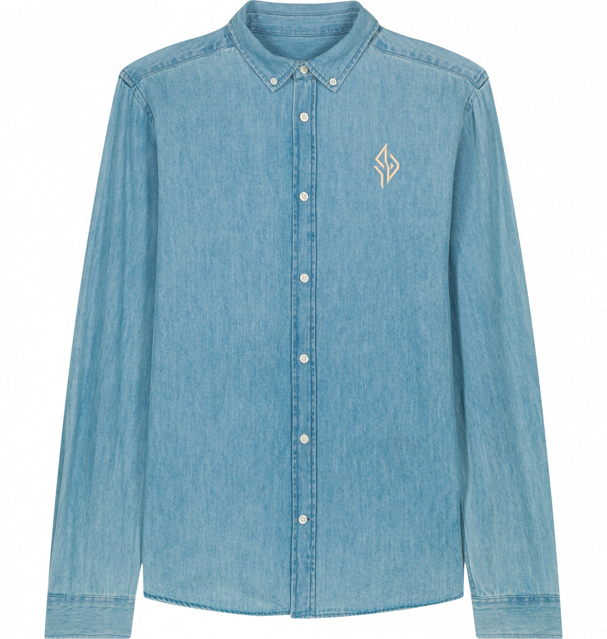 SUÐR Signature Denim Hemd in Light Wash