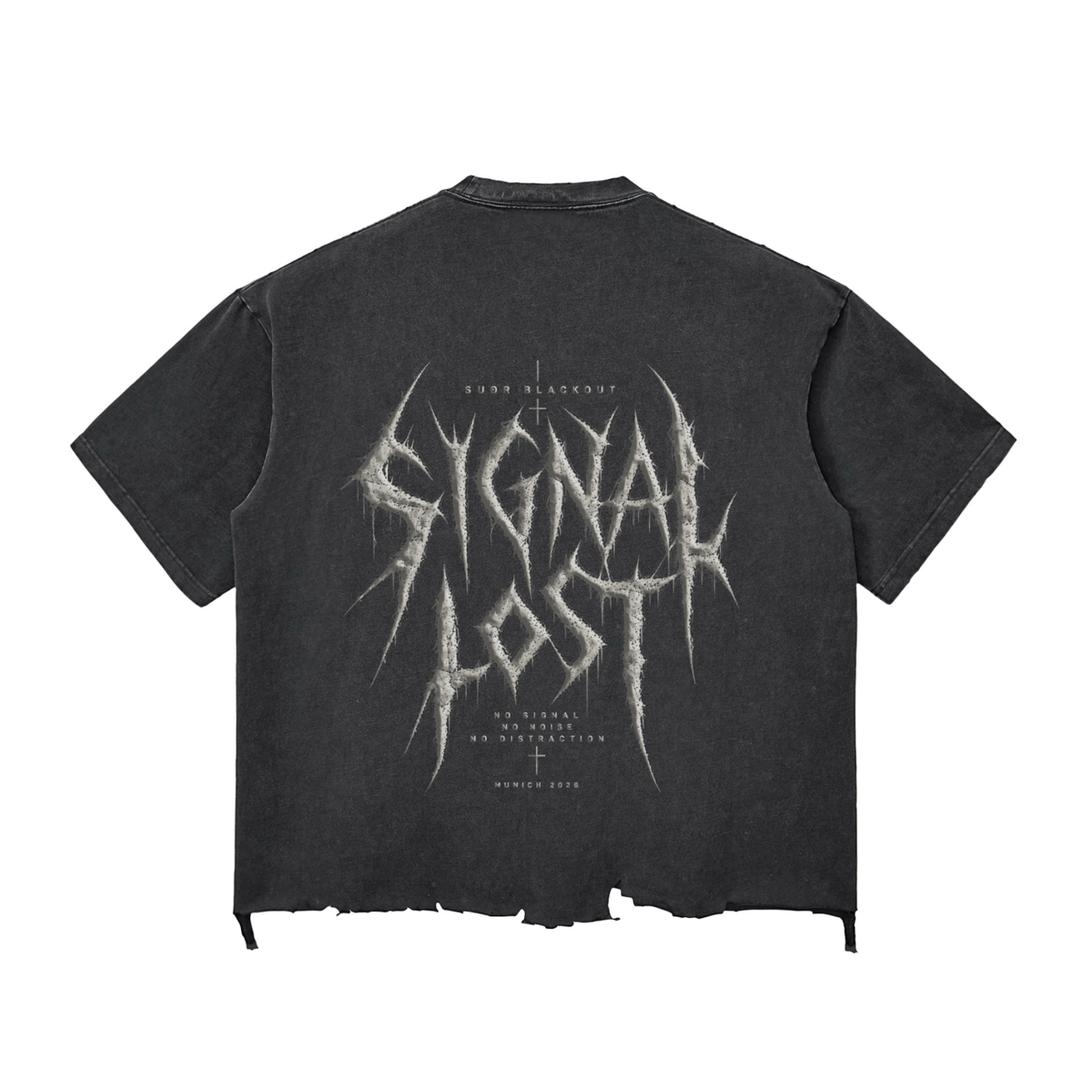 BLACKOUT snow wash raw-hem boxy T-Shirt – Ansicht 4