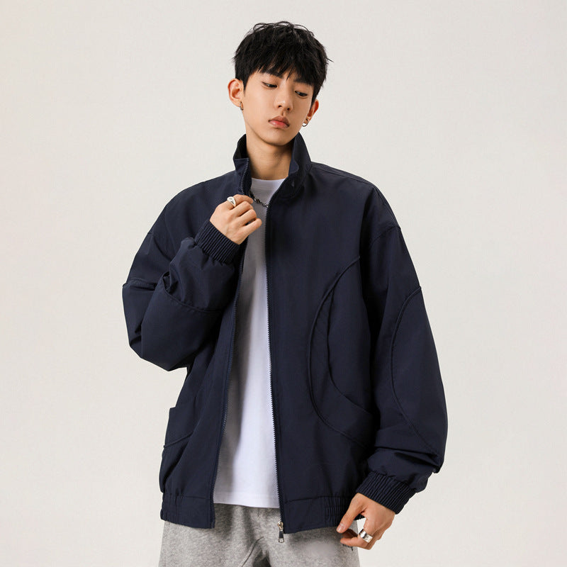 Men's Casual Loose Fit Stand Collar Flight Jacket