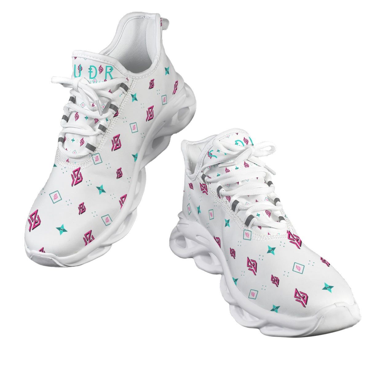 SUÐR Monogramm 07 Sneaker Damen – Weiß/Pink-Türkis