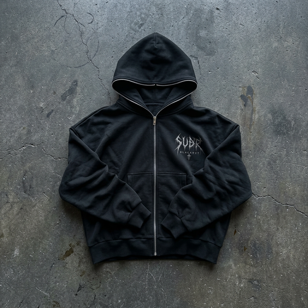 BLACKOUT fleeced full zip boxy Hoodie – Ansicht 1