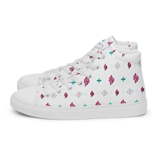 SUÐR Signature magas szárú sneaker férfi – fehér/pink-türkiz