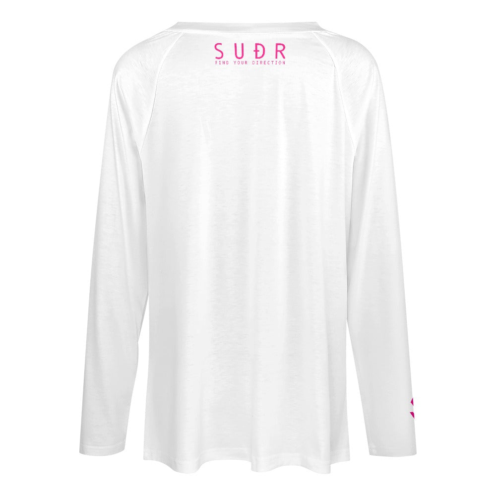 SUÐR FIND Longsleeve Loose Damen – Weiß