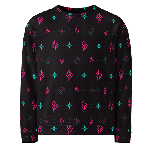 SUÐR Sweatshirt – Schwarz/Pink-Türkis