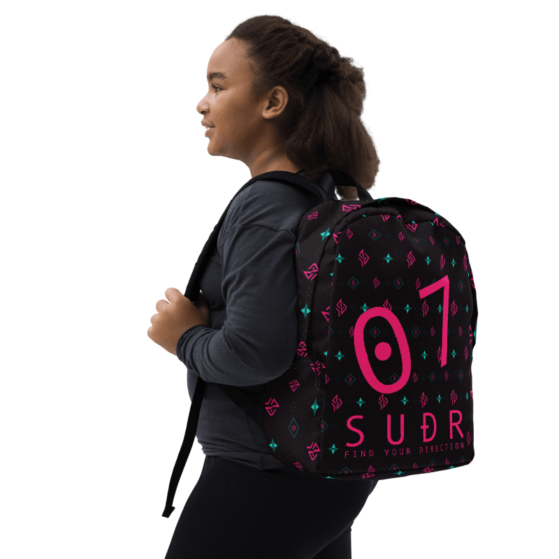 SUÐR Signature 07 Backpack – Schwarz/Pink-Türkis