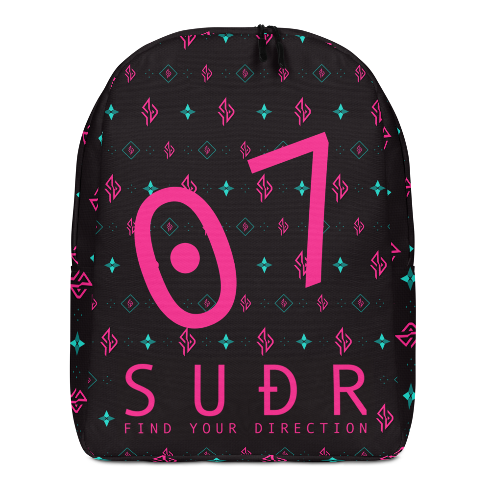 SUÐR Signature 07 Backpack – Schwarz/Pink-Türkis