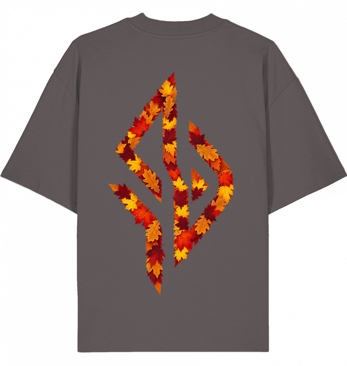 VESTR 07 Laub – Oversized Tee in Mocha, Print aus Herbstlaub von SUÐR