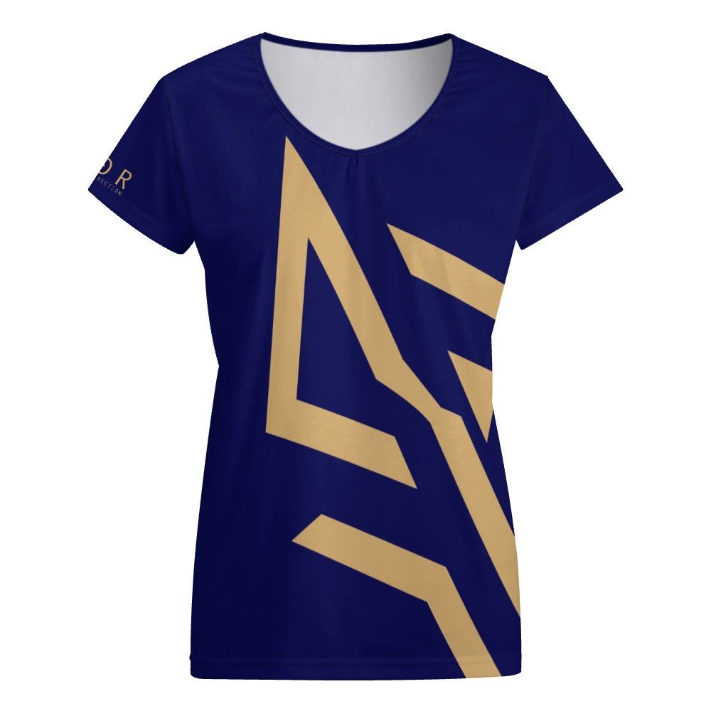 SUÐR Signature V-Neck Tee Damen – viele Farben – V-Neck Tee mit SUÐR-Emblem in Gold