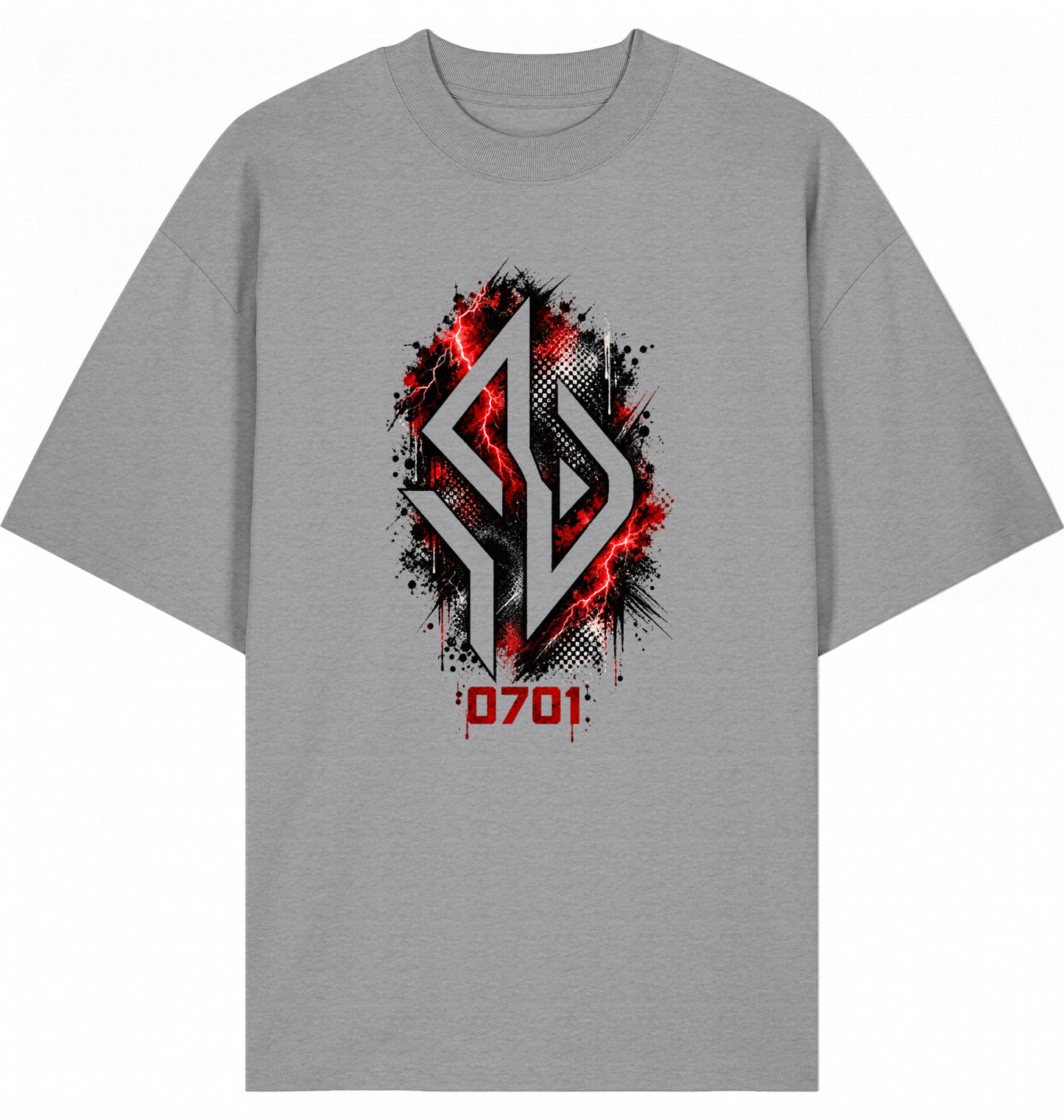 Backpiece 0701 Never Fear 2 Fall – Oversize Tee in Heather Grey, grosser Rückenprint von SUÐR
