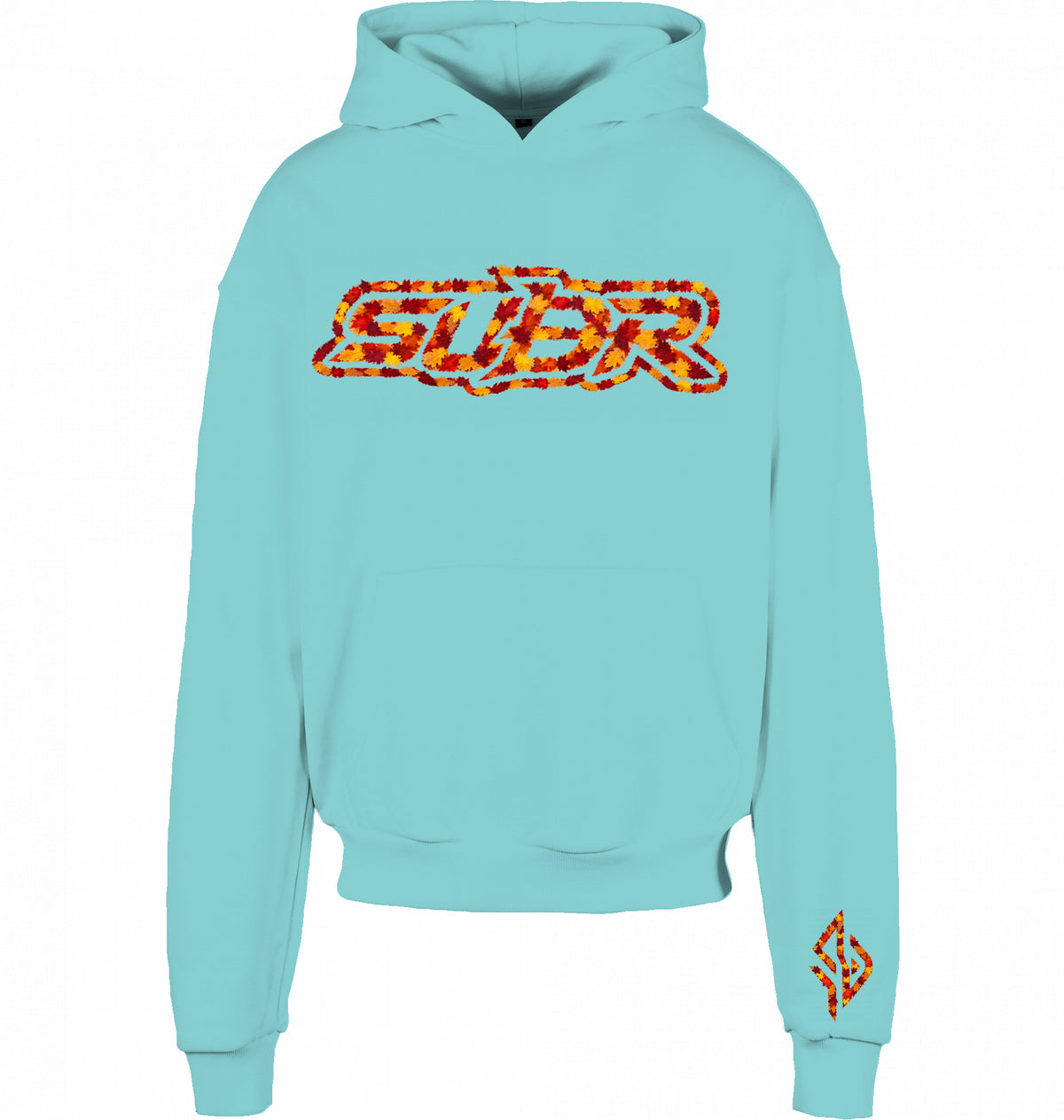VESTR 07 Laub Hoodie – Boxy Hoodie in Beryl Blue, Print aus Herbstlaub von SUÐR