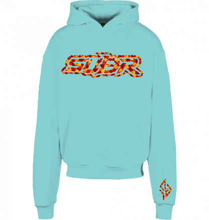 VESTR 07 Laub Hoodie – Boxy Hoodie in Beryl Blue, Print aus Herbstlaub von SUÐR