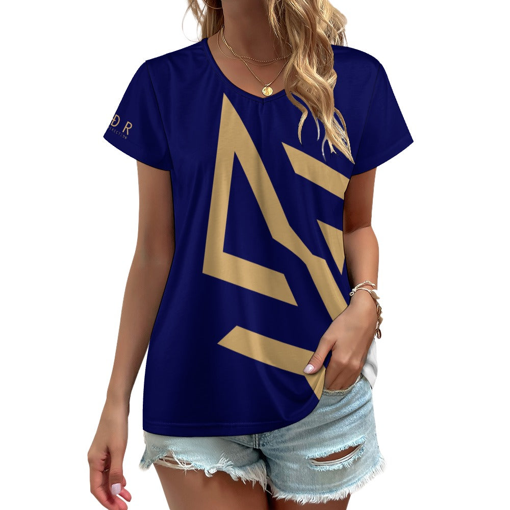 SUÐR Signature V-Neck Tee Damen – viele Farben – V-Neck Tee in Mitternachtsblau