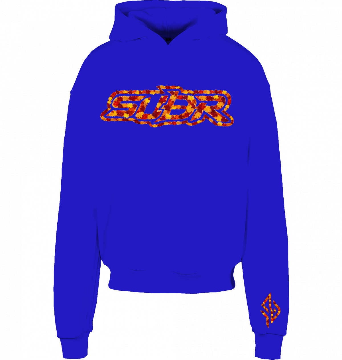 VESTR 07 Laub Hoodie – Boxy Hoodie in Cobalt Blue, Print aus Herbstlaub von SUÐR