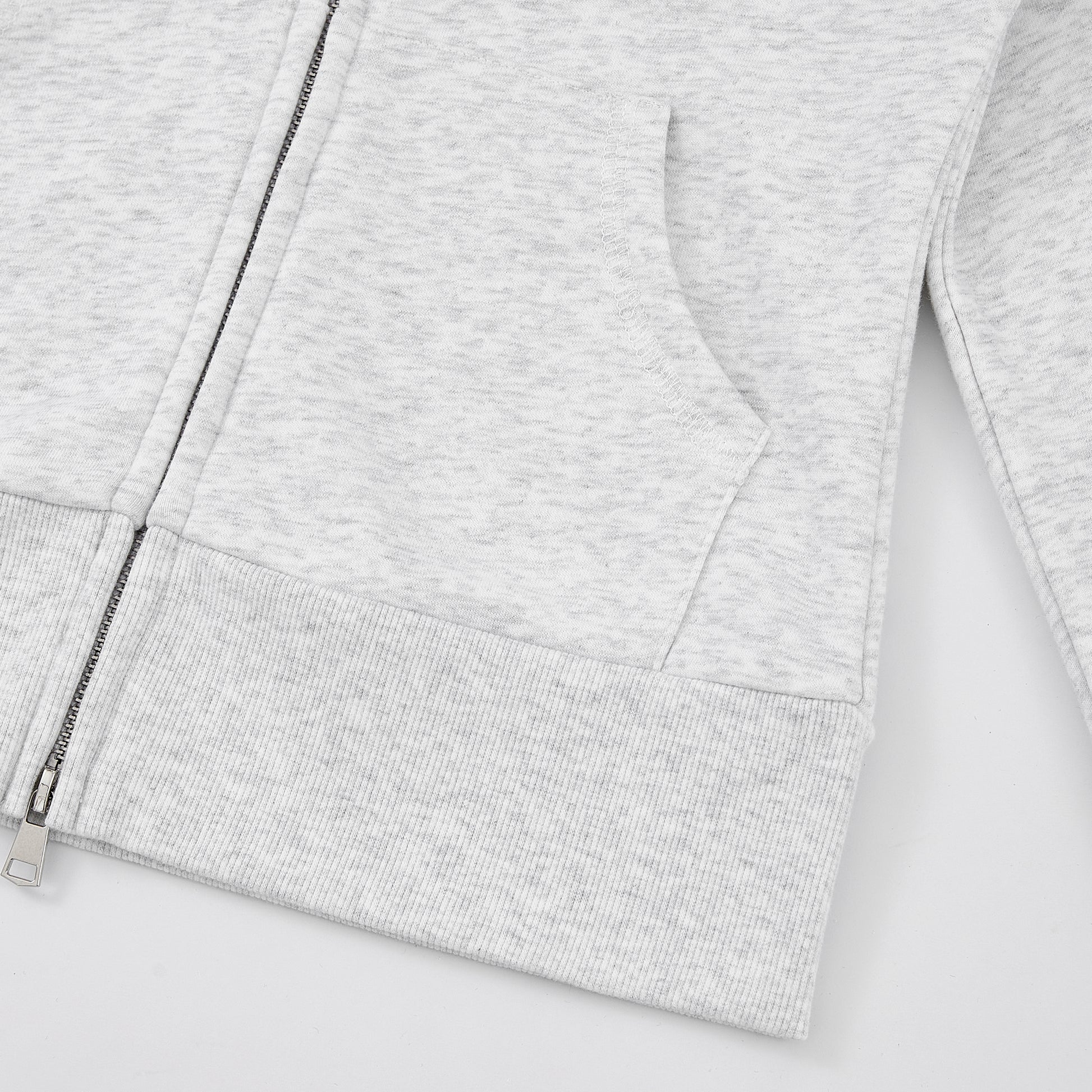 SUÐR Velvet Fur Zip-Hoodie Grau – Zip-Hoodie mit Pelzkapuze in Hellgrau