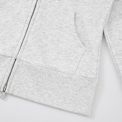 SUÐR Velvet Fur Zip-Hoodie Grau – Zip-Hoodie mit Pelzkapuze in Hellgrau