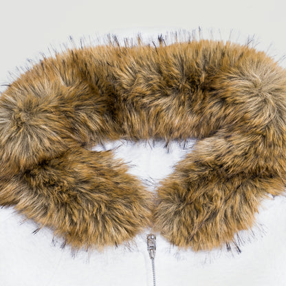 SUÐR Velvet Fur Zip-Hoodie Grau – Zip-Hoodie mit Pelzkapuze in Hellgrau