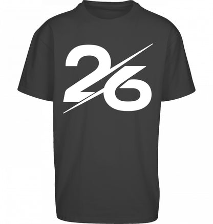 SUÐR FIND Heavy Oversize Tee in Schwarz – Vorderansicht mit großer 26