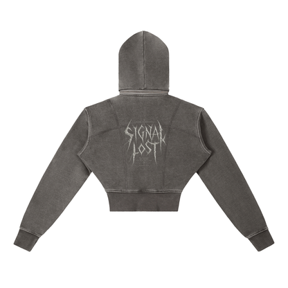 BLACKOUT vintage washed cropped fleece Hoodie – Ansicht 8