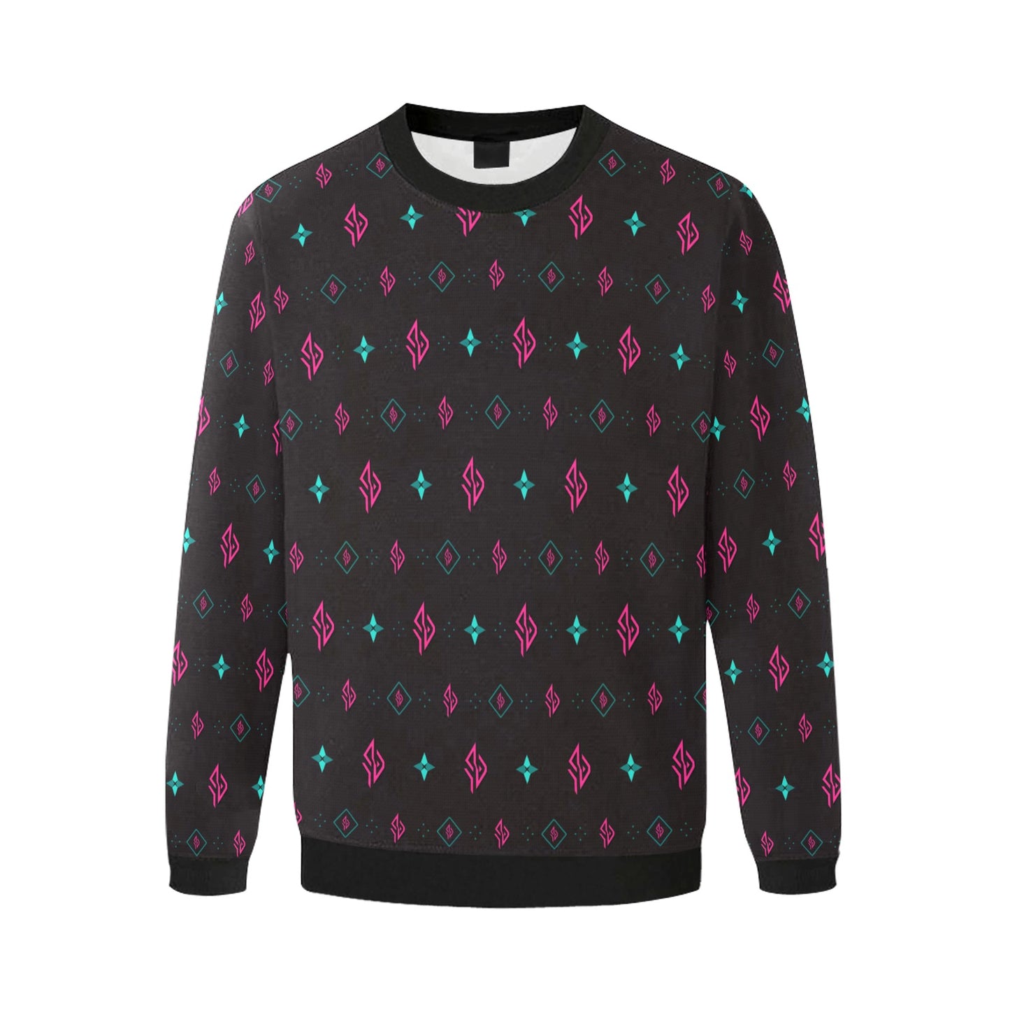 SUÐR Signature Sweatshirt Herren – Schwarz/Pink-Türkis