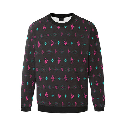 SUÐR Signature Sweatshirt Herren – Schwarz/Pink-Türkis
