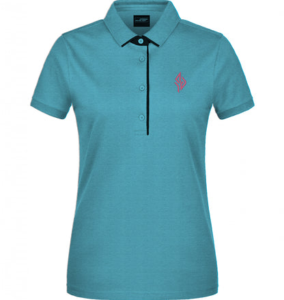 SUÐR Signature Polo Damen in Turquoise / White