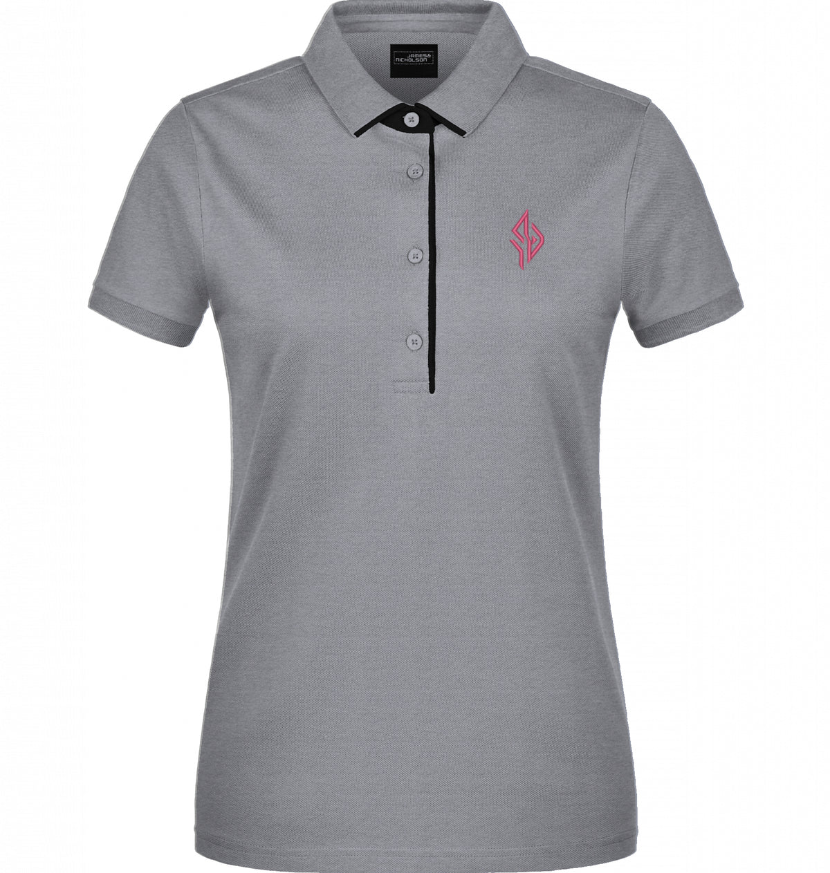 SUÐR Signature Polo Damen in Grey Heather / Red