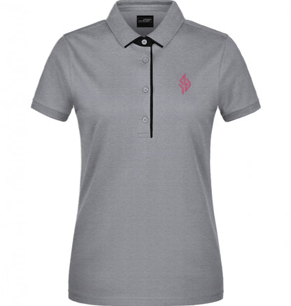 SUÐR Signature Polo Damen in Grey Heather / Red