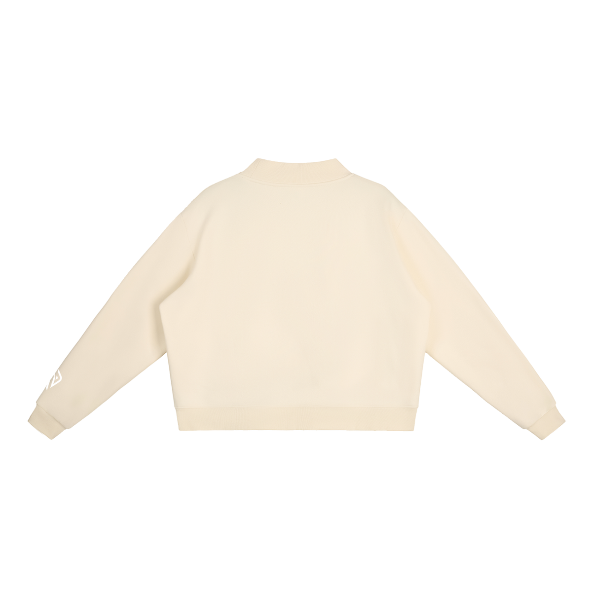SUÐR Mock-Neck Sweatshirt – Sweatshirt in Cream Apricot, Rückseite ohne Druck, Emblem am Ärmel