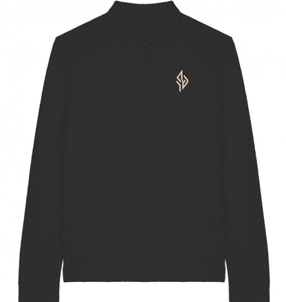 SUÐR Signature Longsleeve Polo in Black