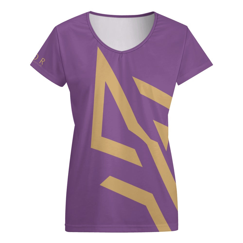 SUÐR Signature V-Neck Tee Damen – viele Farben – V-Neck Tee mit SUÐR-Emblem in Gold