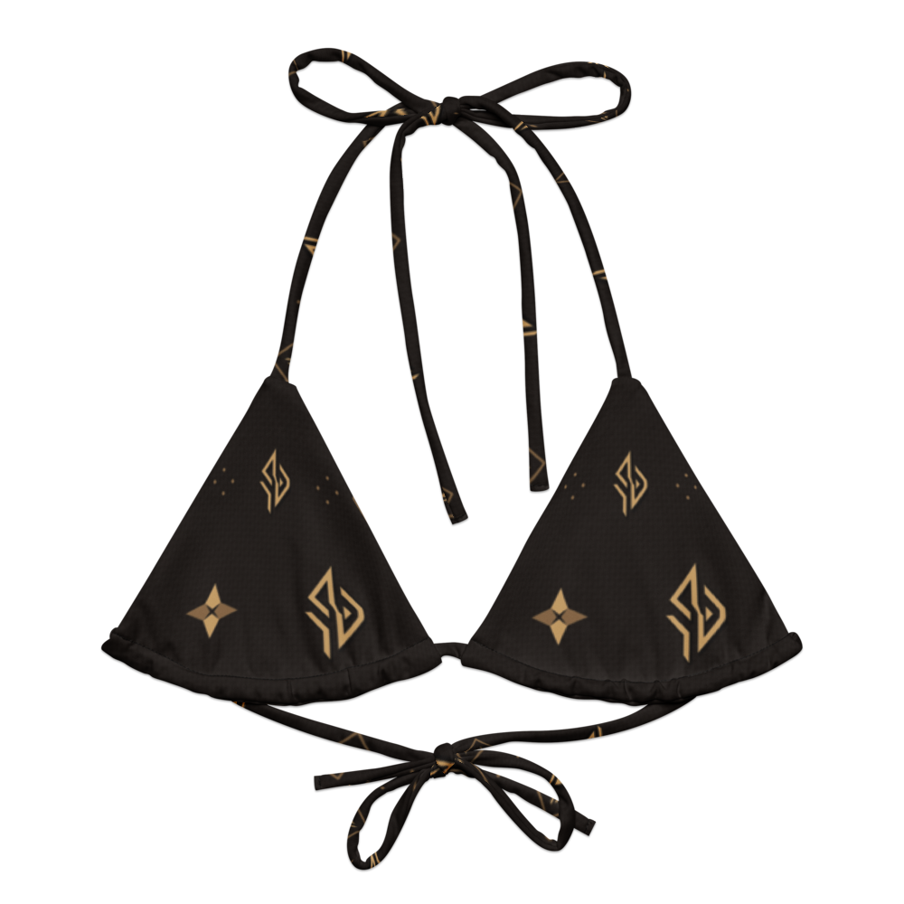 SUÐR Signature String Bikini Top – Weiß/Gold