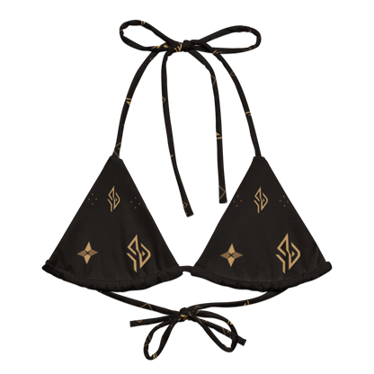 SUÐR Signature String Bikini Top – Weiß/Gold