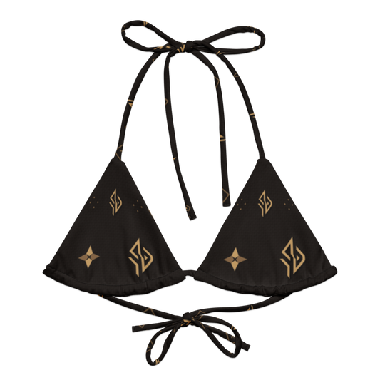 SUÐR Signature String Bikini Top – Weiß/Gold