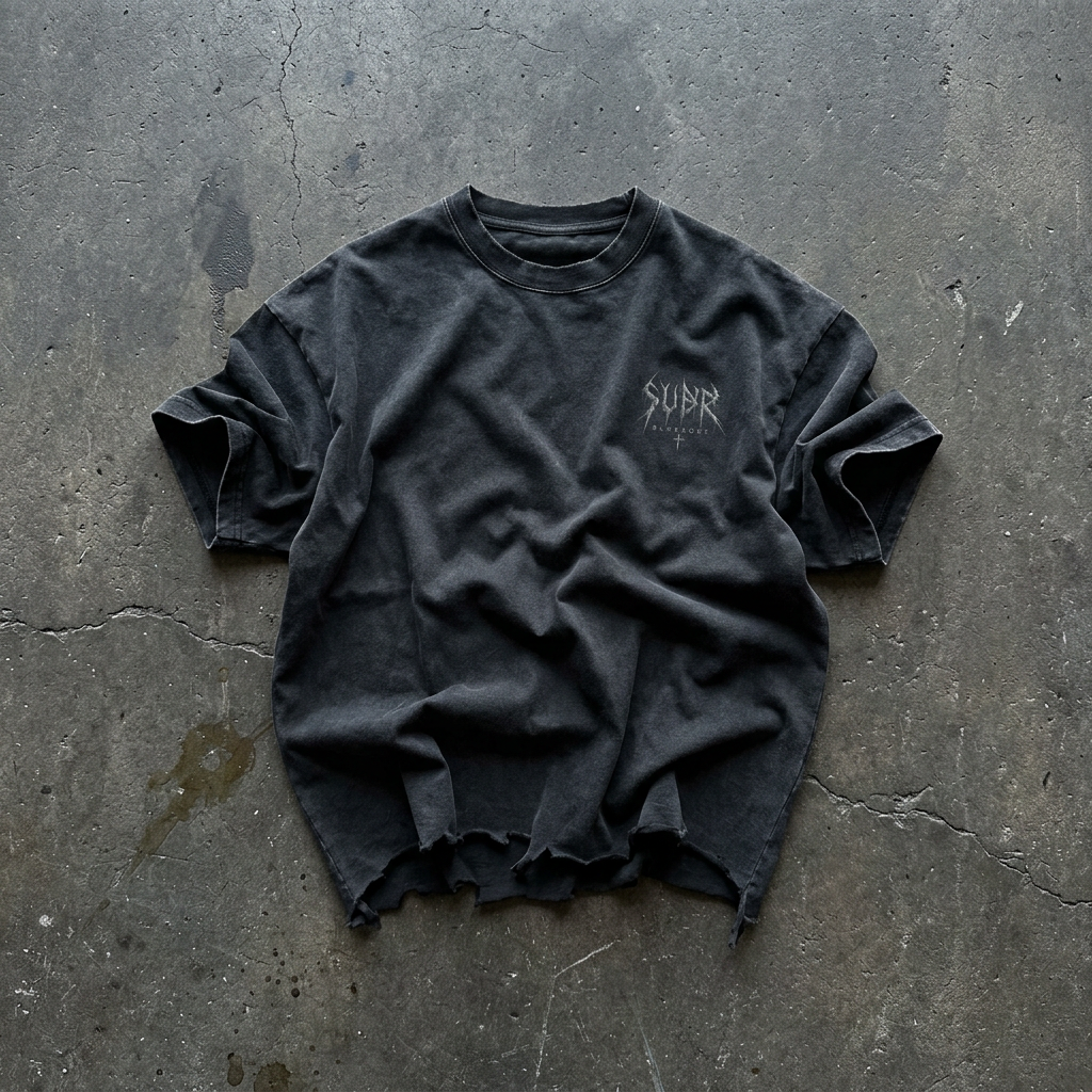 BLACKOUT snow wash raw-hem boxy T-Shirt – Ansicht 1