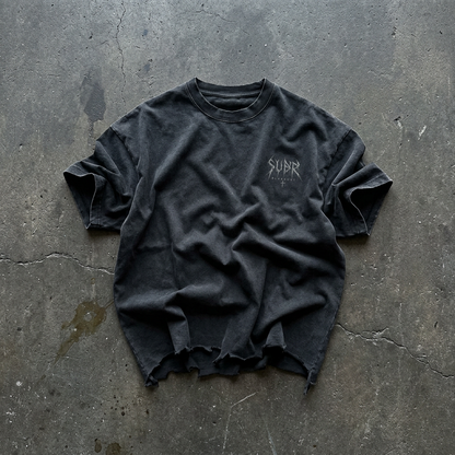 BLACKOUT snow wash raw-hem boxy T-Shirt – Ansicht 1