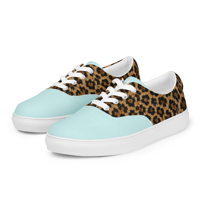 SUÐR-'26 Canvas Sneaker Leo Mint – Leo-Print Sneaker mit Mint-Kappe, weißer Sohle und weißen Senkeln