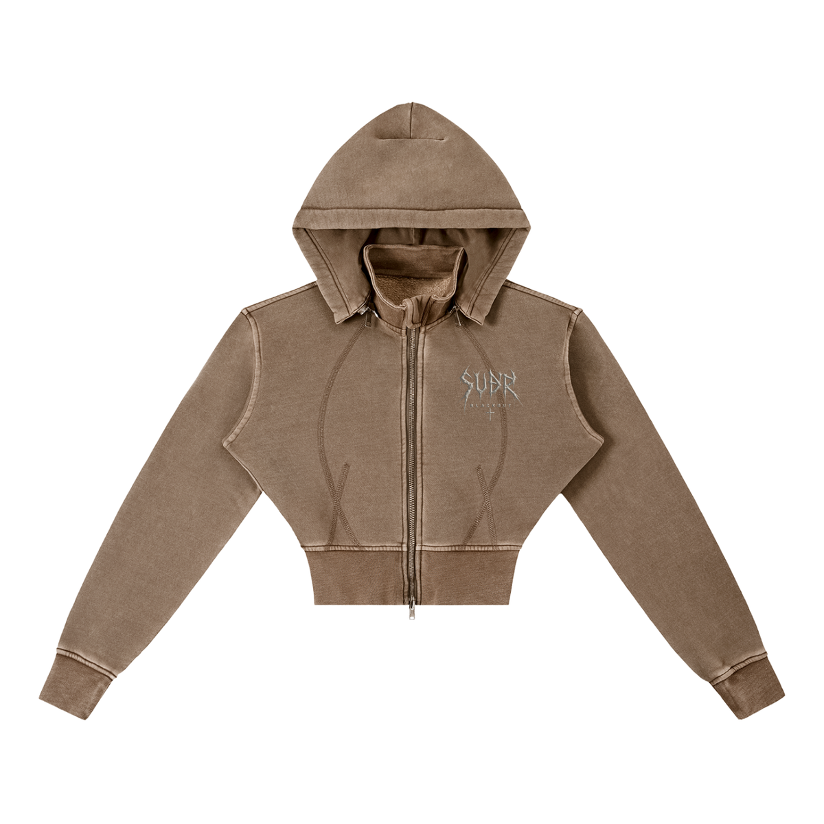 BLACKOUT vintage washed cropped fleece Hoodie – Ansicht 9