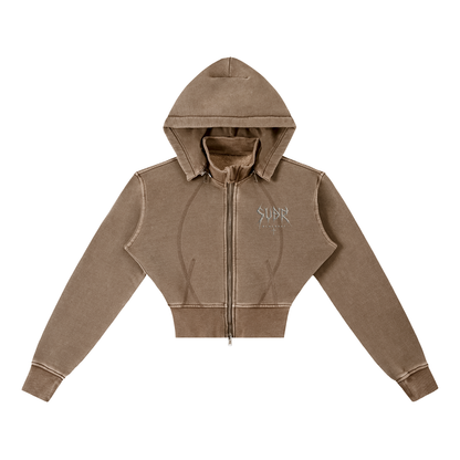 BLACKOUT vintage washed cropped fleece Hoodie – Ansicht 9