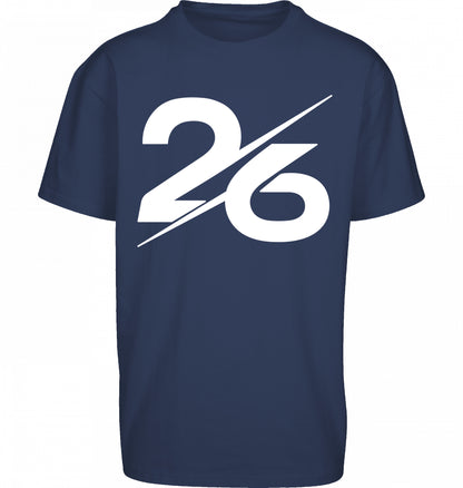 SUÐR FIND Heavy Oversize Tee in Light Navy – Vorderansicht mit großer 26