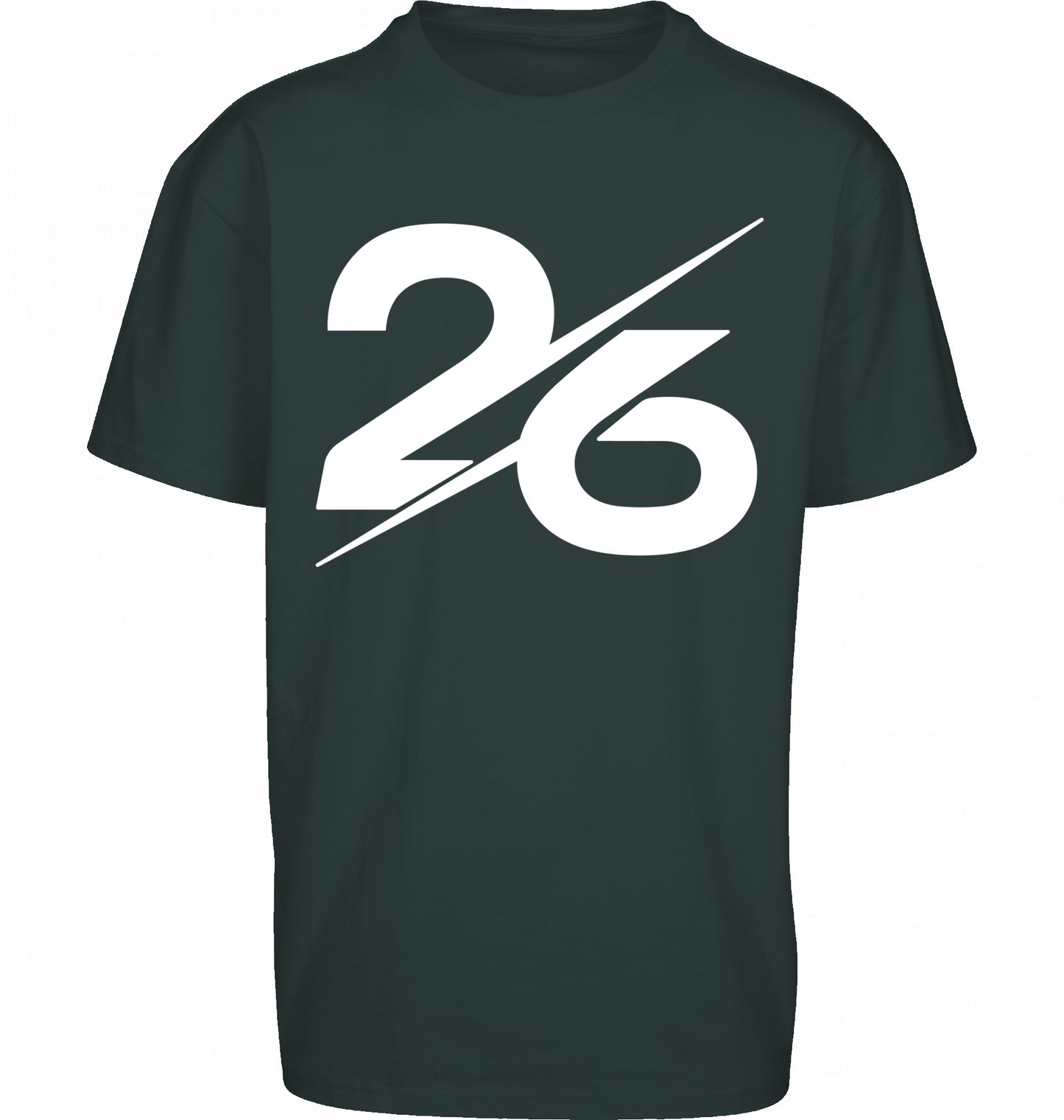 SUÐR FIND Heavy Oversize Tee in Bottle Green – Vorderansicht mit großer 26