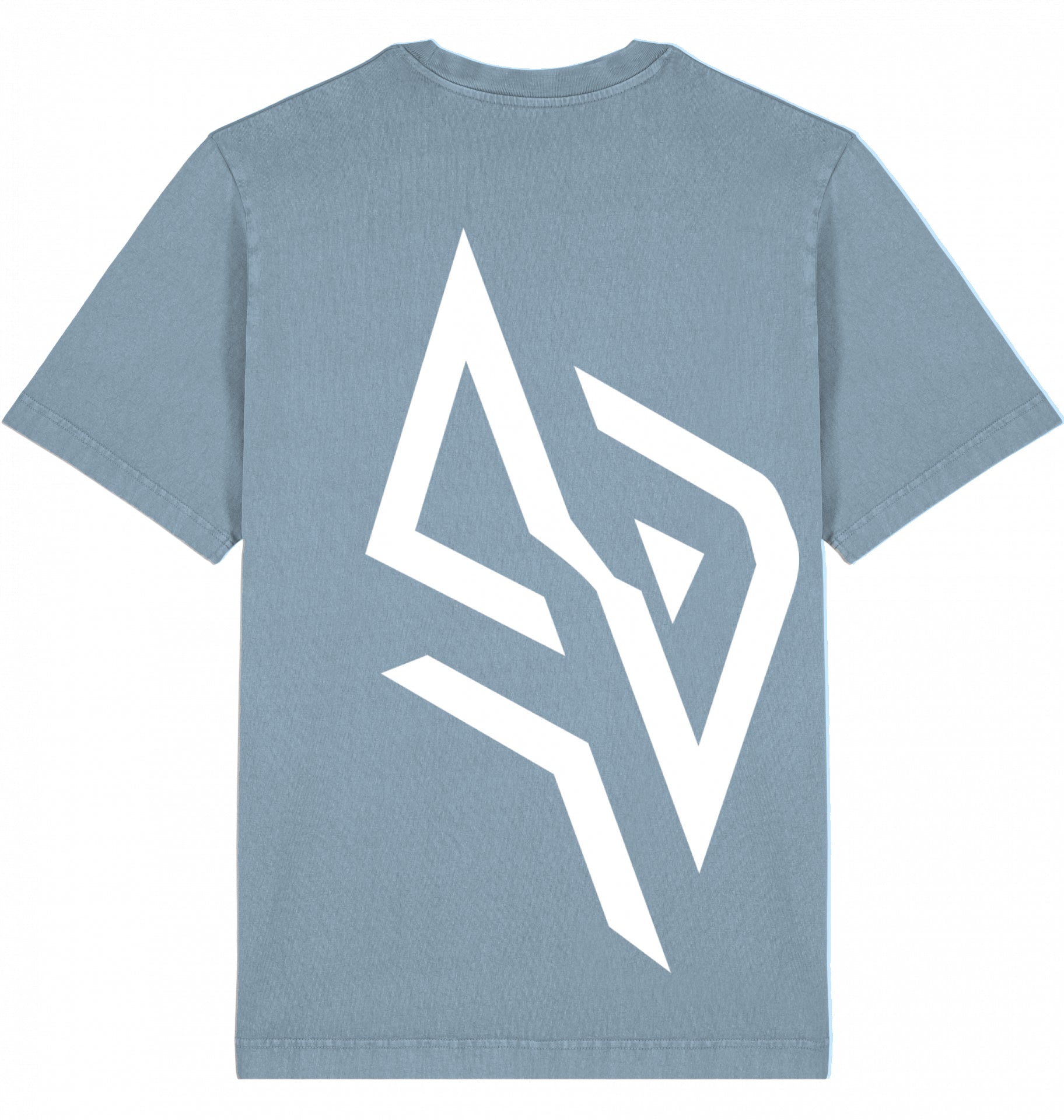 SUÐR FIND Vintage Tee in G. Dyed Blue Grey – Rückansicht