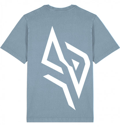 SUÐR FIND Vintage Tee in G. Dyed Blue Grey – Rückansicht