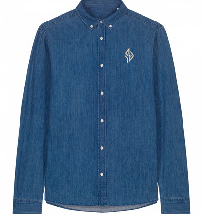 SUÐR Signature Denim Hemd in Mid Wash