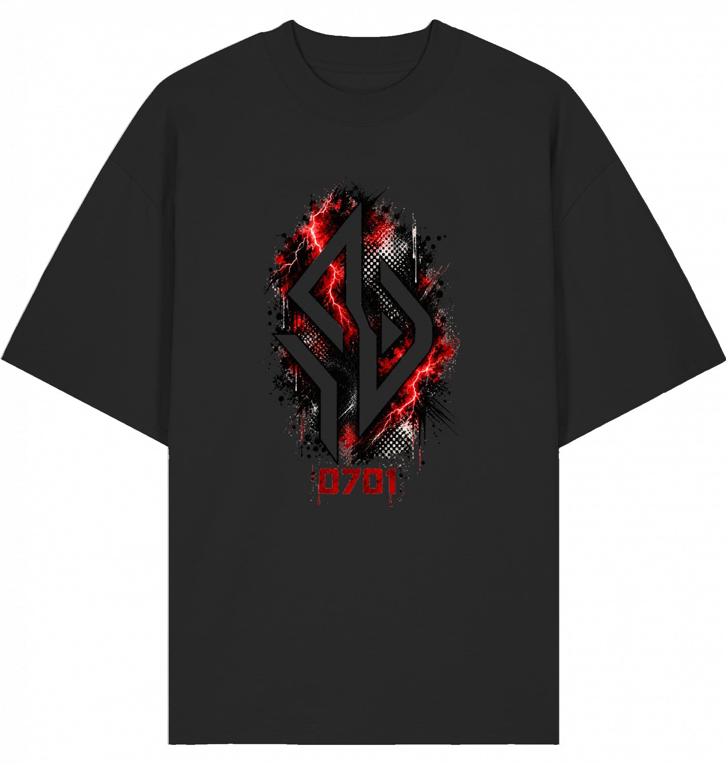 Backpiece 0701 Never Fear 2 Fall – Oversize Tee in Black, grosser Rückenprint von SUÐR