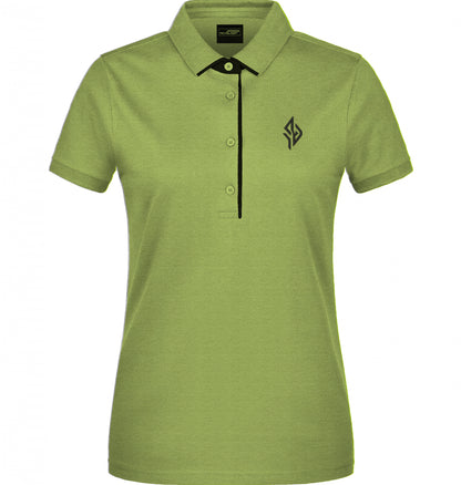 SUÐR Signature Polo Damen in Lime Green / White